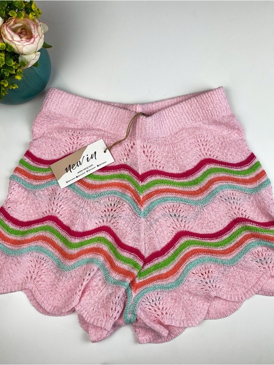 Pants - Multi-Color Rainbow Crochet Mini Dress Shorts